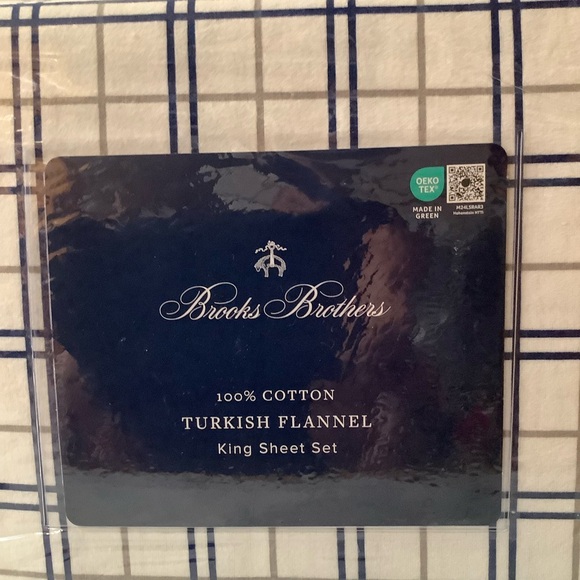 Brooks Brothers 4Pc King Plaid Square 100% Cotton Flannel Sheet Set - Picture 2 of 6